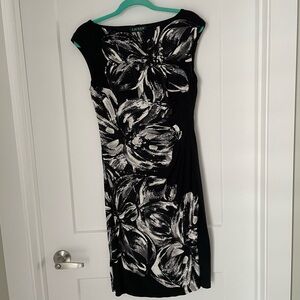 Ralph Lauren Black and White Floral Midi Dress